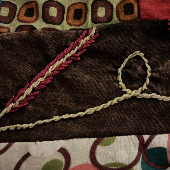 Rising International Top Medium Patchwork 3/4 Sleeve Shirt Bleached Colorful - Picture 6 of 9